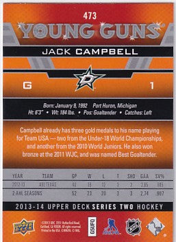 2013-14 Upper Deck Series Two Jack Campbell Young Guns #473