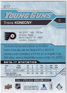 2016-17 Upper Deck Series One Travis Konecny Young Guns #217