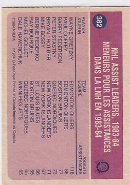 1984-85 O-Pee-Chee Wayne Gretzky Assist Leader #382