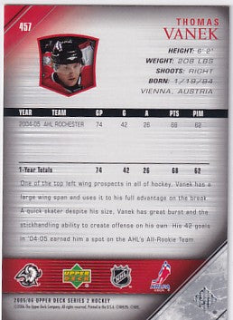 2005-06 Upper Deck Series Two Thomas Vanek Young Guns #457