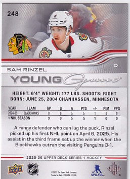 2025-26 Upper Deck Series One Sam Rinzel Young Guns #248