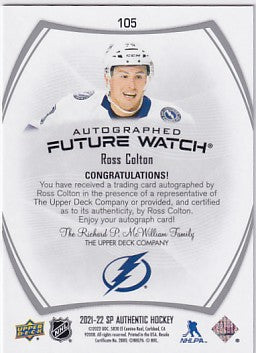 2021-22 SP Authentic Ross Colton Autographed Future Watch Auto 645/999