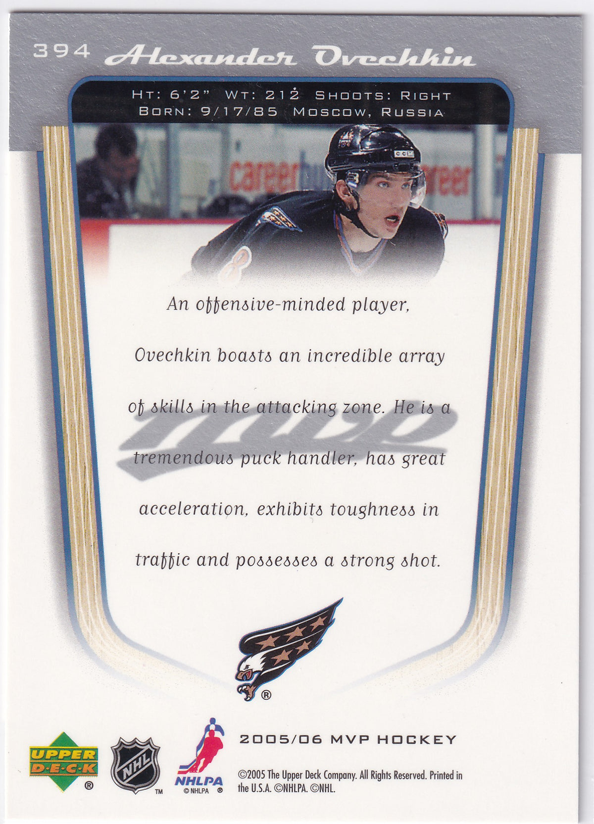 2005-06 MVP Hockey Alexander Ovechkin MVP Rookie #394
