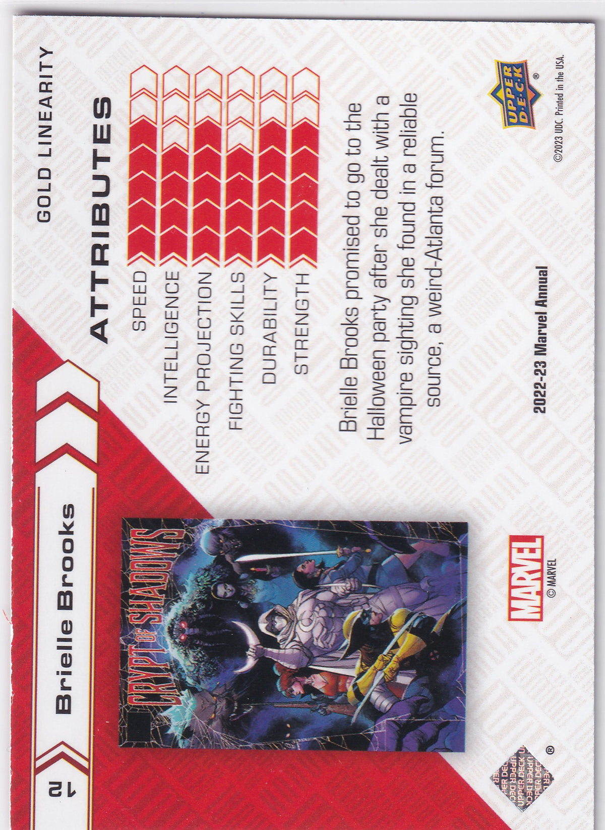 2022-23 Marvel Annual Brielle Brooks Gold Linearity 88/88 #12
