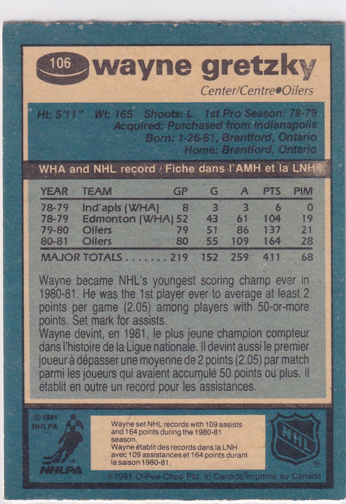 1981-82 O-Pee-Chee Wayne Gretzky #106