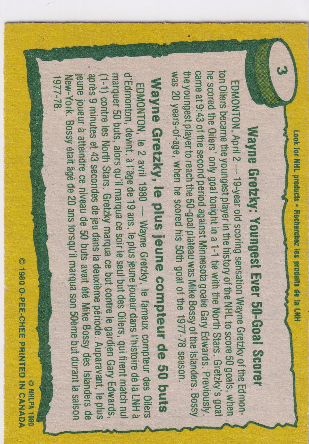 1980-81 O-Pee-Chee Wayne Gretzky Record Breaker #3