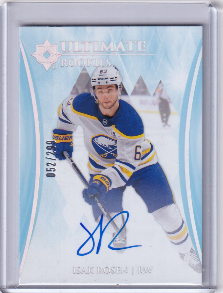 Isak Rosen Ultimate Rookies Auto Card /299 #186 2023-24 Upper Deck Ultimate Collection Rookie Card RC Buffalo Sabres