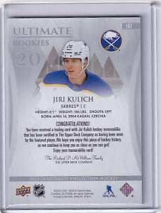 Jiri Kulich Ultimate Rookie Jersey 551/599 Card #107 2023-24 Upper Deck Ultimate Collection Rookie Card RC Buffalo Sabres
