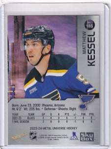 Matthew Kessel Gold Rookie Precious Metal Gems PMG 1/1 One Of One Card #185 2023-24 Skybox Metal Universe Rookie Card RC St. Louis Blues
