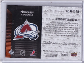 Patrick Roy Black Diamond Jersey Card GOALIE-PR 2011-12 Upper Deck Black Diamond Colorado Avalanche