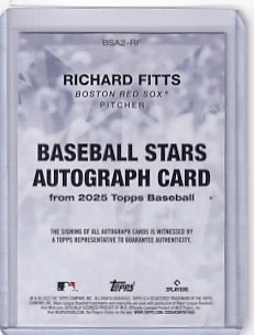 Richard Fitts Blue Star Rookie Auto 015/150 Card BSA2-RF 2025 Topps Series 2 Rookie Card RC Boston Red Sox