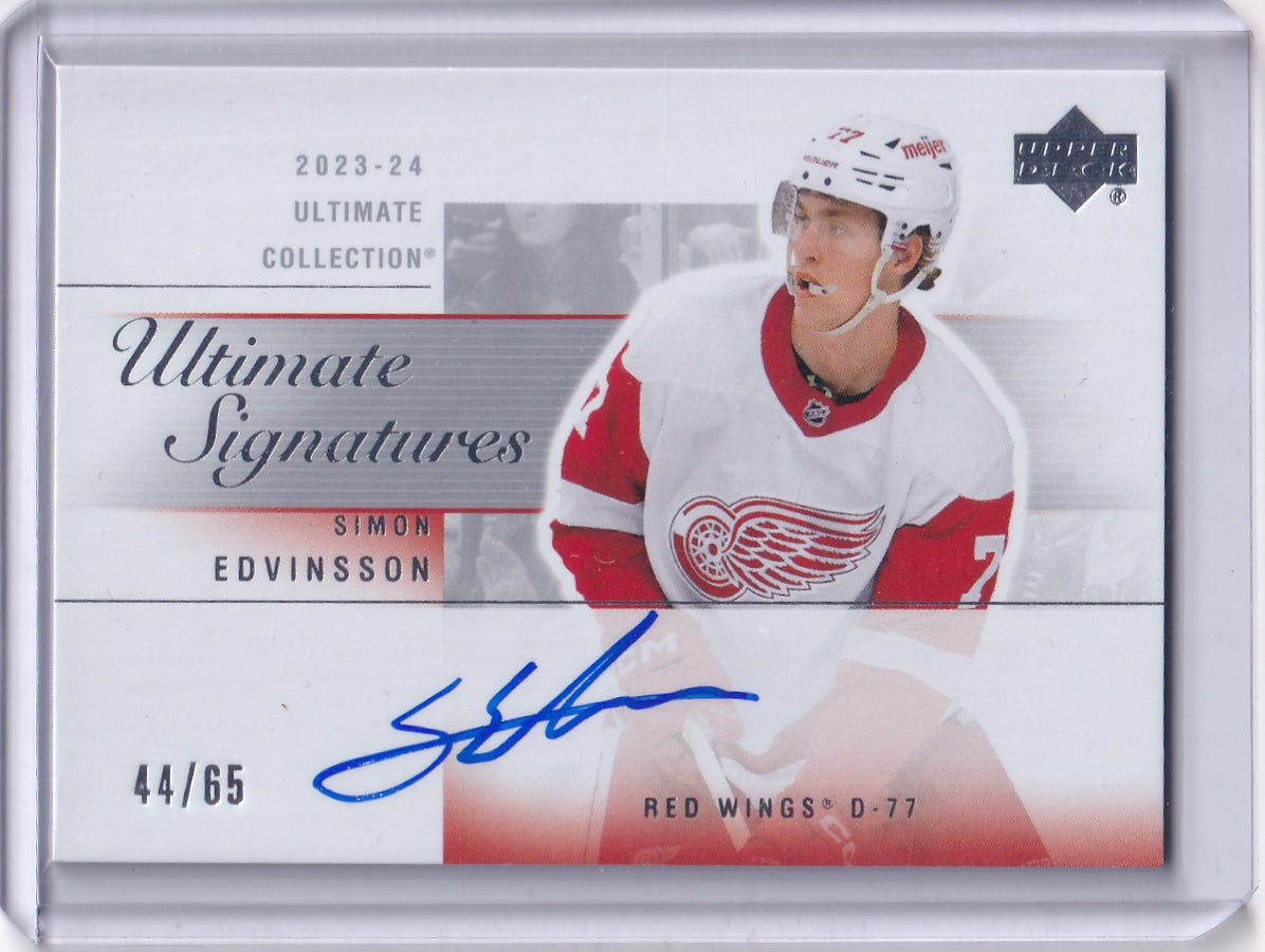 Simon Edvinsson Ultimate 03-04 Retro Signatures Rookie Auto /65 Card SE-A 2023-24 Upper Deck Ultimate Collection Rookie Card RC Detroit Red Wings
