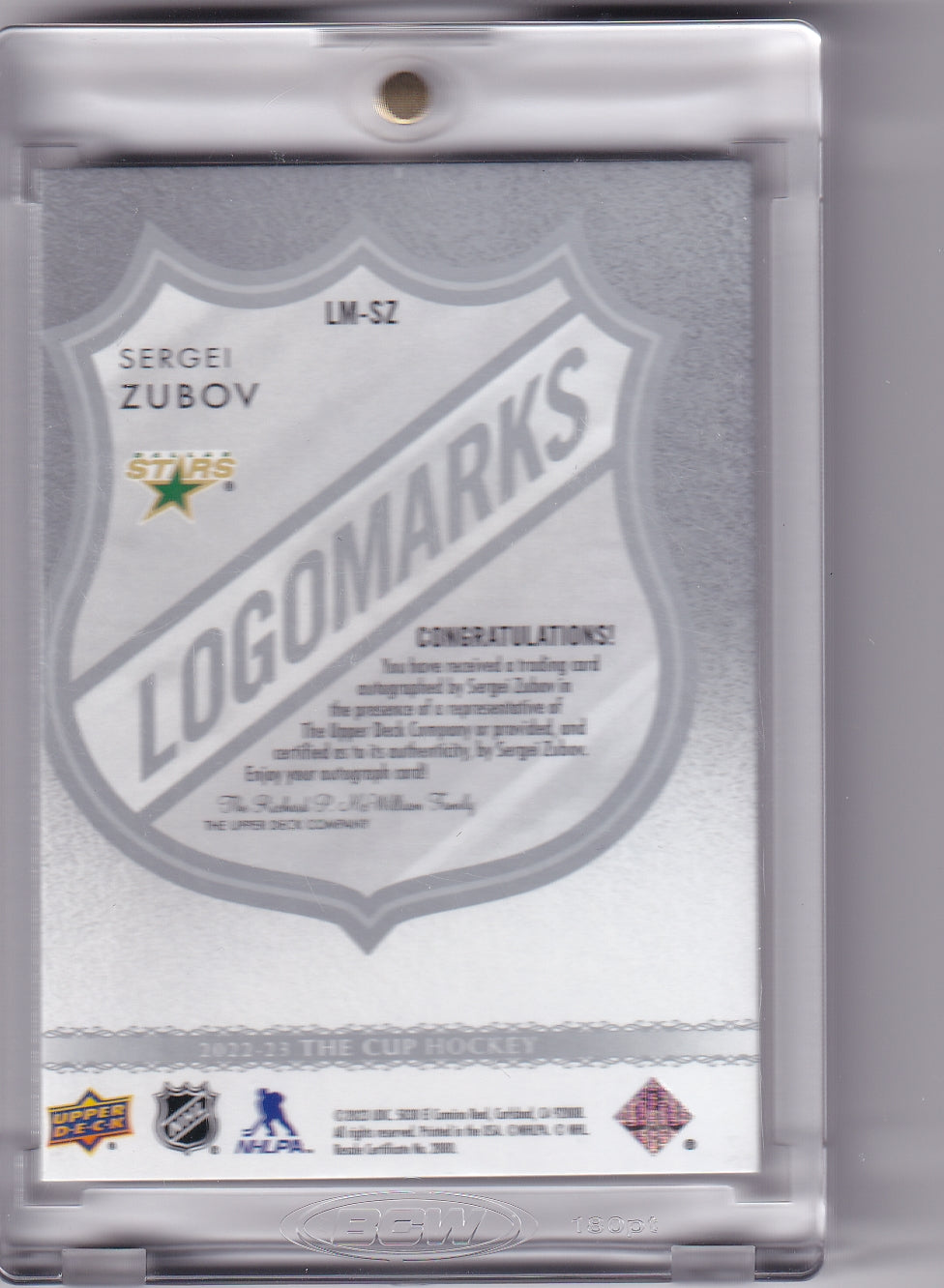 Sergei Zubov Logomarks Auto LM-SZ 2022-23 Upper Deck The Cup Dallas Stars