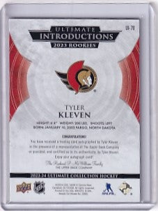 Tyler Kleven Ultimate Introductions Rookie Auto Card UI-78 2023-24 Upper Deck Ultimate Collection Rookie Card RC Ottawa Senators