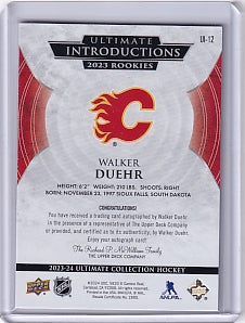Walker Duehr Ultimate Introductions Rookie Auto Card UI-12 2023-24 Upper Deck Ultimate Collection Rookie Card RC Calgary Flames