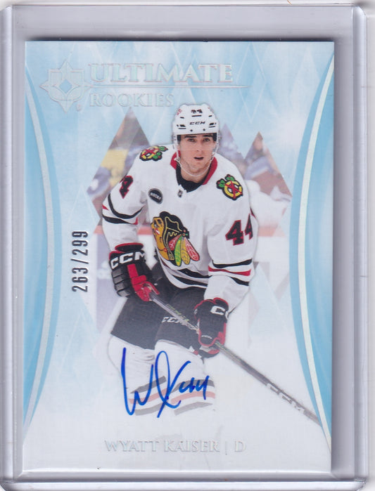 Wyatt Kaiser Ultimate Rookies Auto Card/299 #177 2023-24 Upper Deck Ultimate Collection Rookie Card RC Chicago Blackhawks