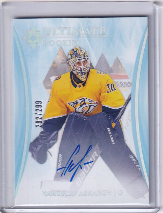 Yaroslav Askarov Ultimate Rookies Auto Card  /299 #200 2023-24 Upper deck Ultimate Collection Rookie Card RC Nashville Predators