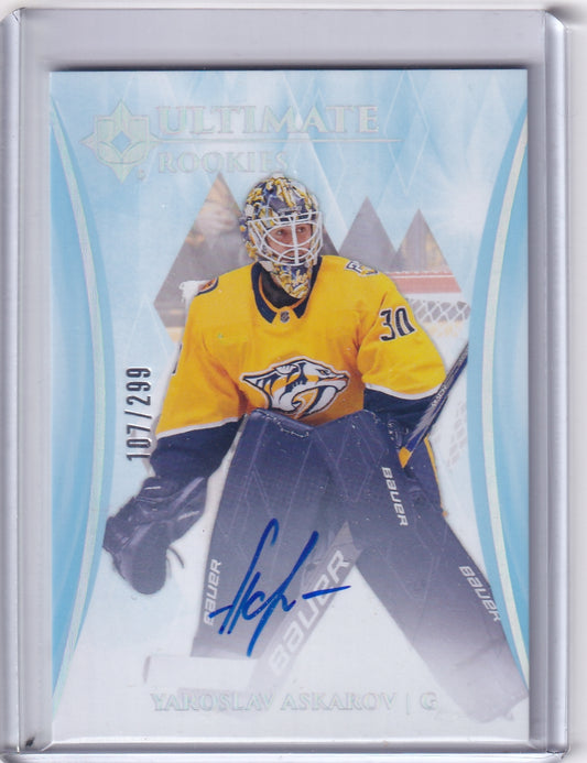 Yaroslav Askarov Ultimate Rookies Auto Card /299 #200 2023-24 Upper Deck Ultimate Collection Rookie Card RC Nashville Predators