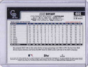 Kris Bryant Base Big Apple Variation Card #405 2025 Topps Series 2 (Fanatics Fest Exclusive) Colorado Rockies