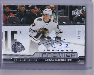 Lukas Reichel Premier Rookie Imagery 77/99 Card PDAR-LR 2022-23 Upper Deck Premier Rookie Card RC Chicago Blackhawks