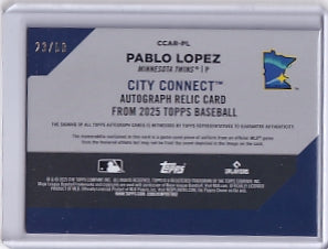 Pablo Lopez City Connect Auto Relic 23/50 Card CCAR-PL 2025 Topps Series 2 Minnesota Twins