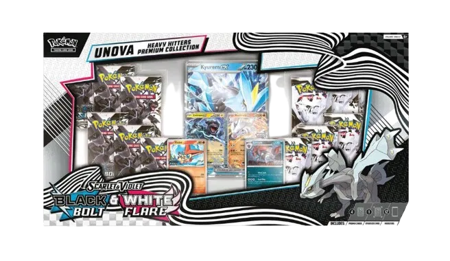 Pokémon Unova BLACK BOLT & WHITE FLARE - Heavy Hitters Premium Collection - Scarlet & Violet
