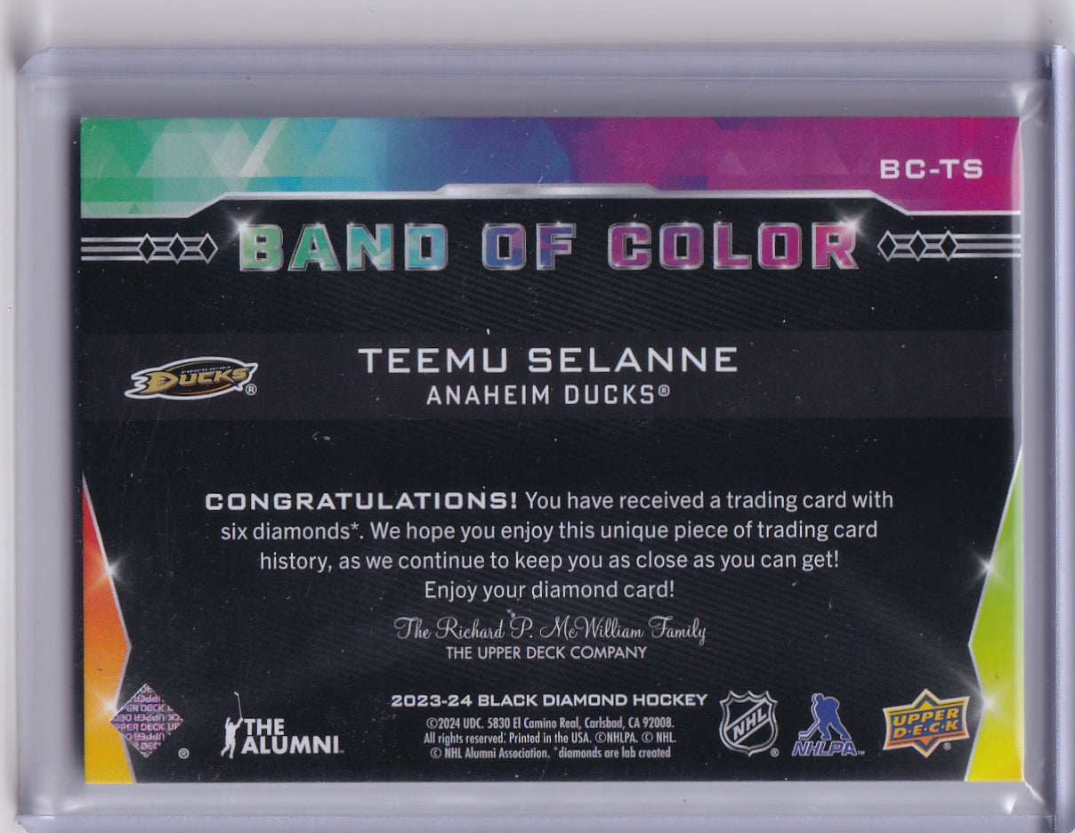 Teemu Selanne Band Of Color /23 BC-TS 2023-24 Upper Deck Black Diamond Anaheim Ducks