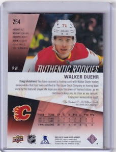 Walker Duehr Authentic Rookies Jersey Card #254 2023-24 Upper Deck SP Game Used Rookie Card RC Calgary Flames
