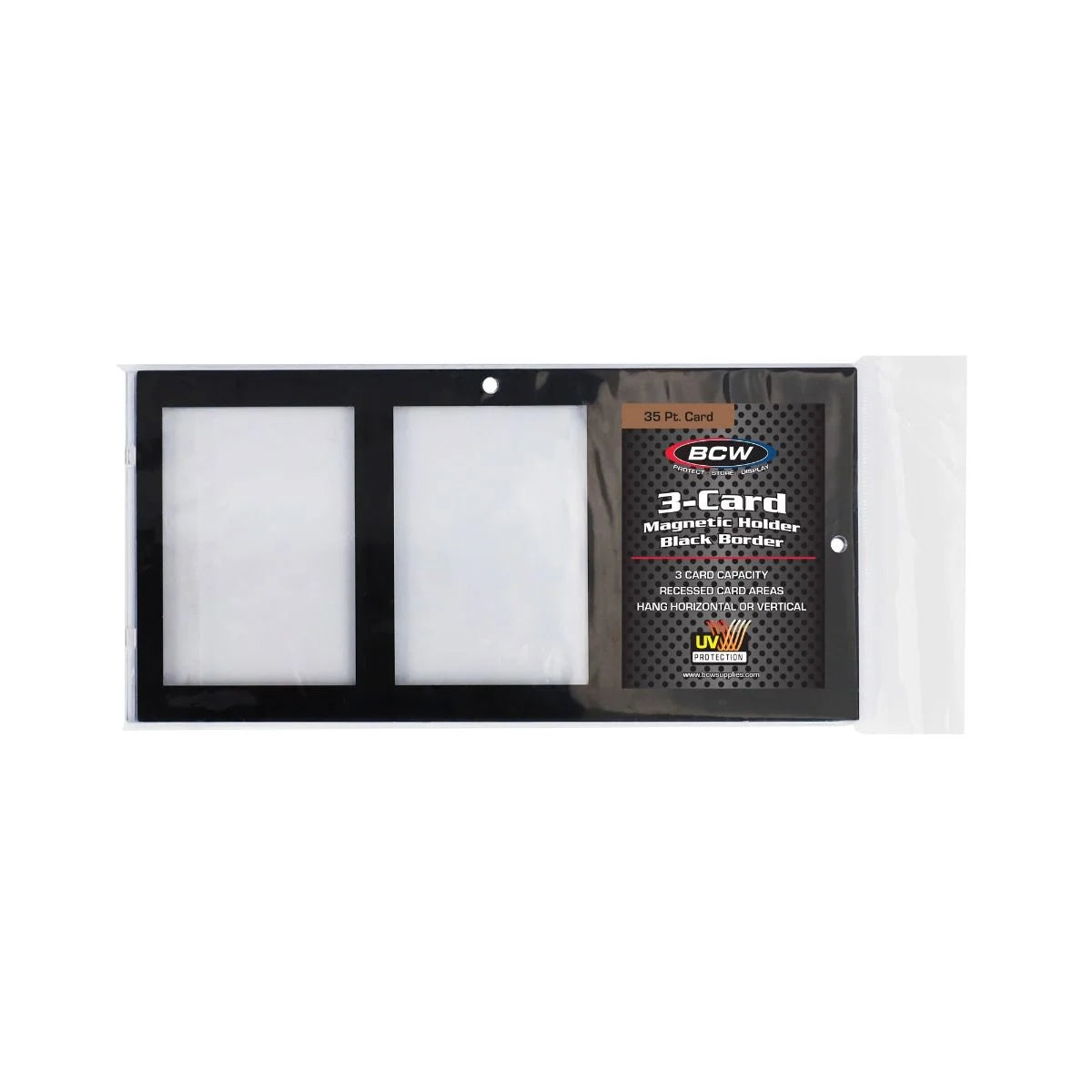 Magnetic 3-Card Recessed Holder - 35 PT. Black Border