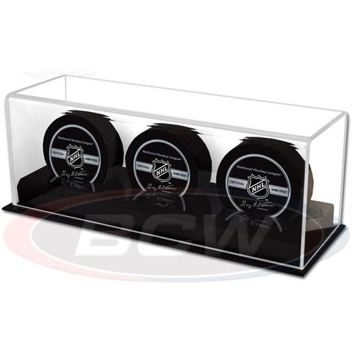 Triple 3 Hockey Pucks Acrylic Display Case / Holder  - BCW