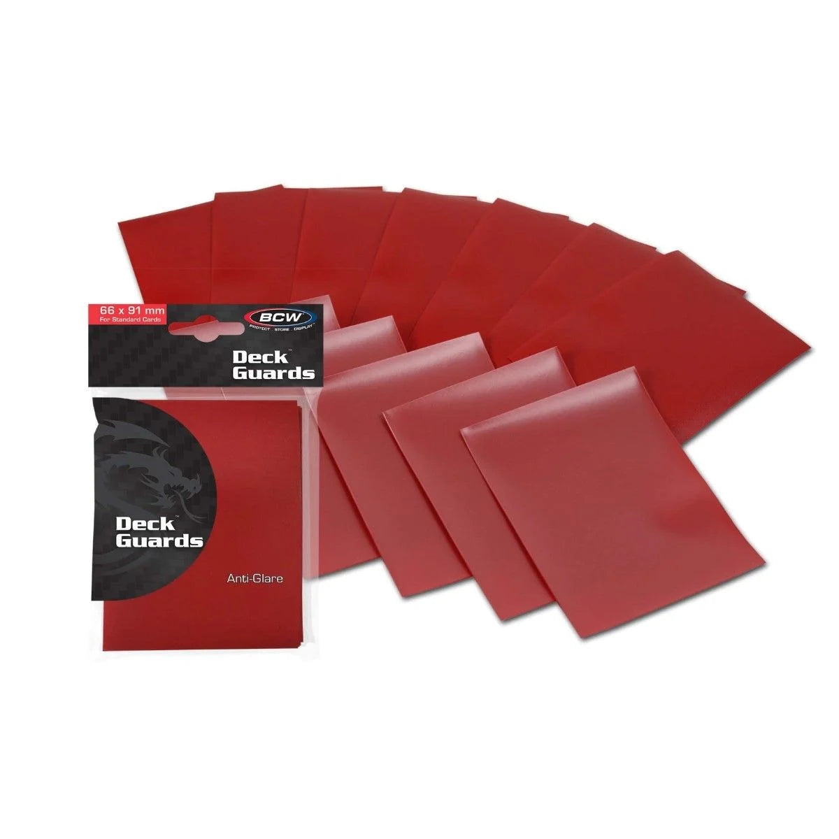 Box of 10 Packs - BCW Deck Guard Sleeves - Matte - Anti Glare - Red