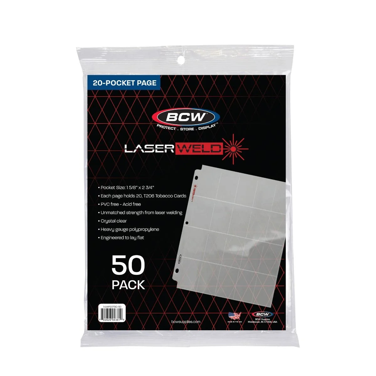 BCW LaserWeld® 20-Pocket Tobacco Page (50 CT. Pack)