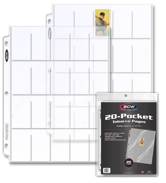 20 pocket Pages - Tobacco cards - For 3 Ring Binders - 20 Pages  - BCW