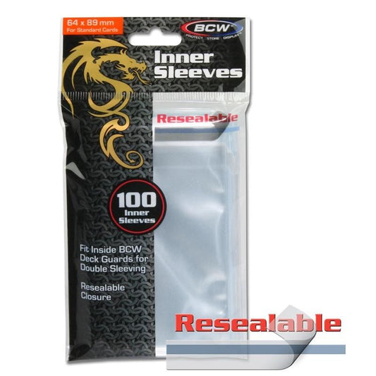 Resealable Clear Inner Sleeves  BCW 100 Pack