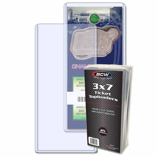 3x7 Ticket Toploaders  - 25 Pack - BCW