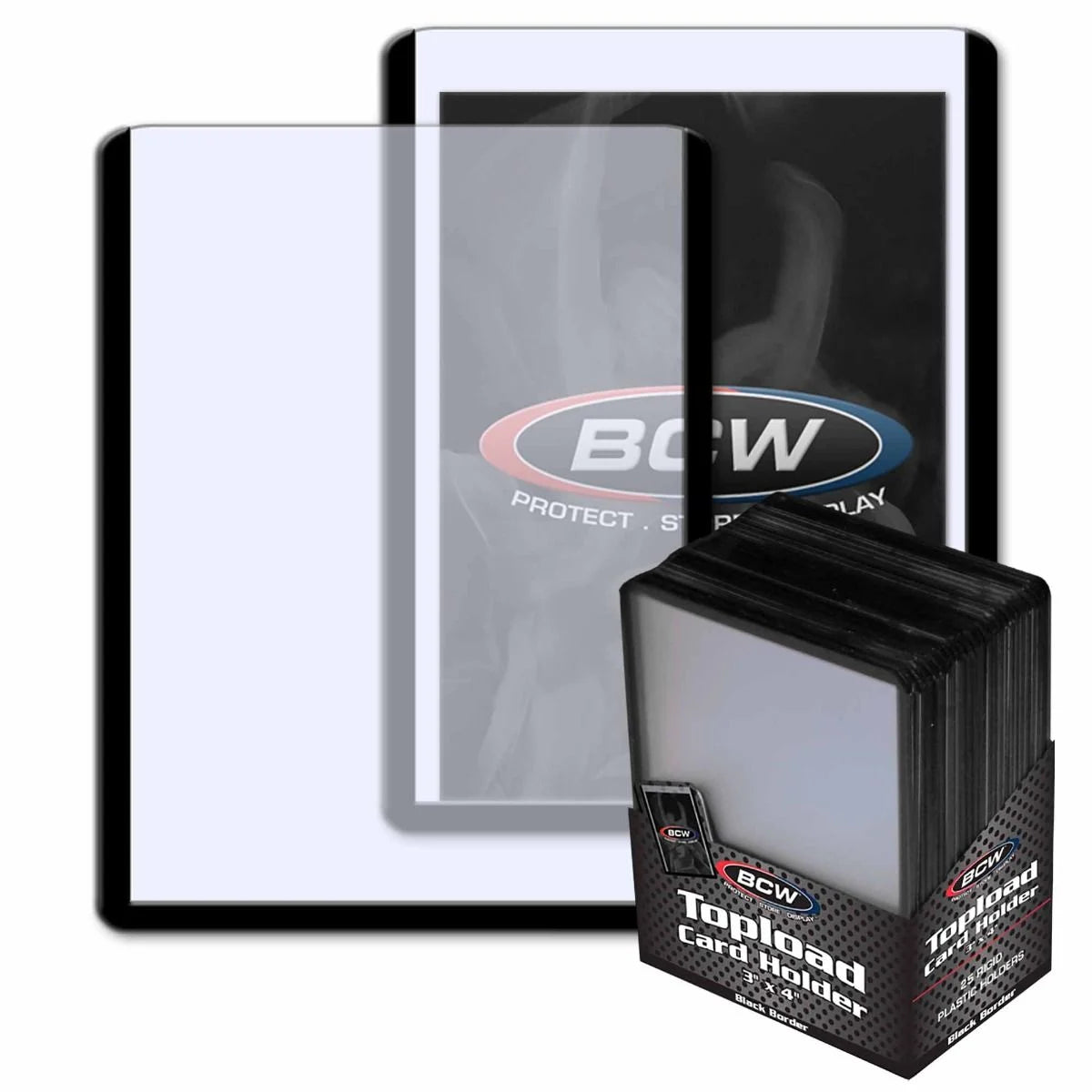 3x4  Standard Topload Card Holder - Black Border BCW Top Loader 35pt