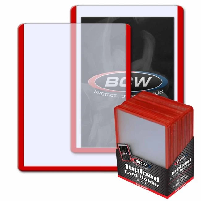 3x4  Standard Topload Card Holder - Red Border BCW Top Loader 35pt
