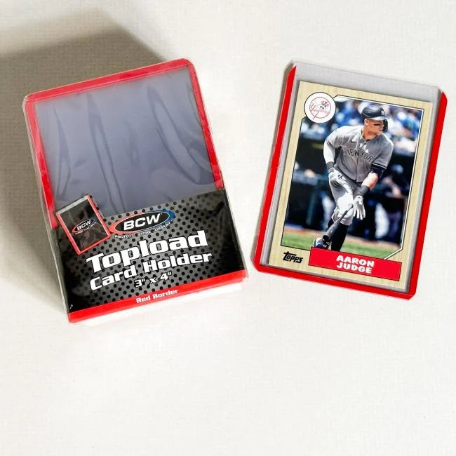 3x4  Standard Topload Card Holder - Red Border BCW Top Loader 35pt