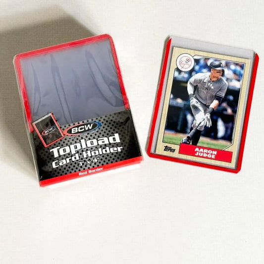 3x4  Standard Topload Card Holder - Red Border BCW Top Loader 35pt