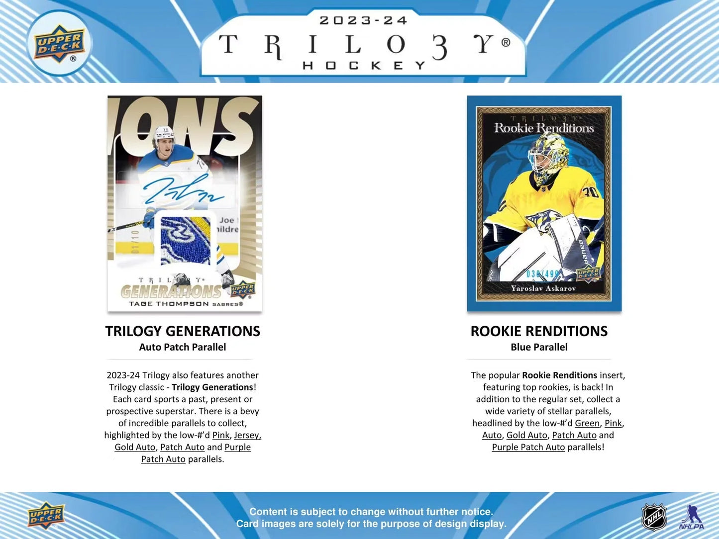 2023-24 UD TRILOGY  Hockey Hobby Box