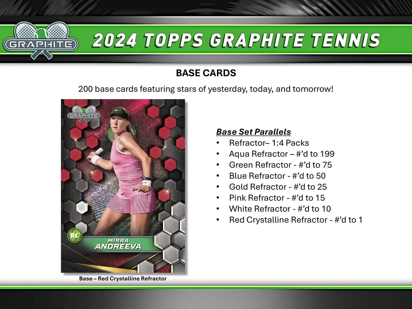 2024 Topps Graphite TENNIS Hobby Box - 2 Autos per Box