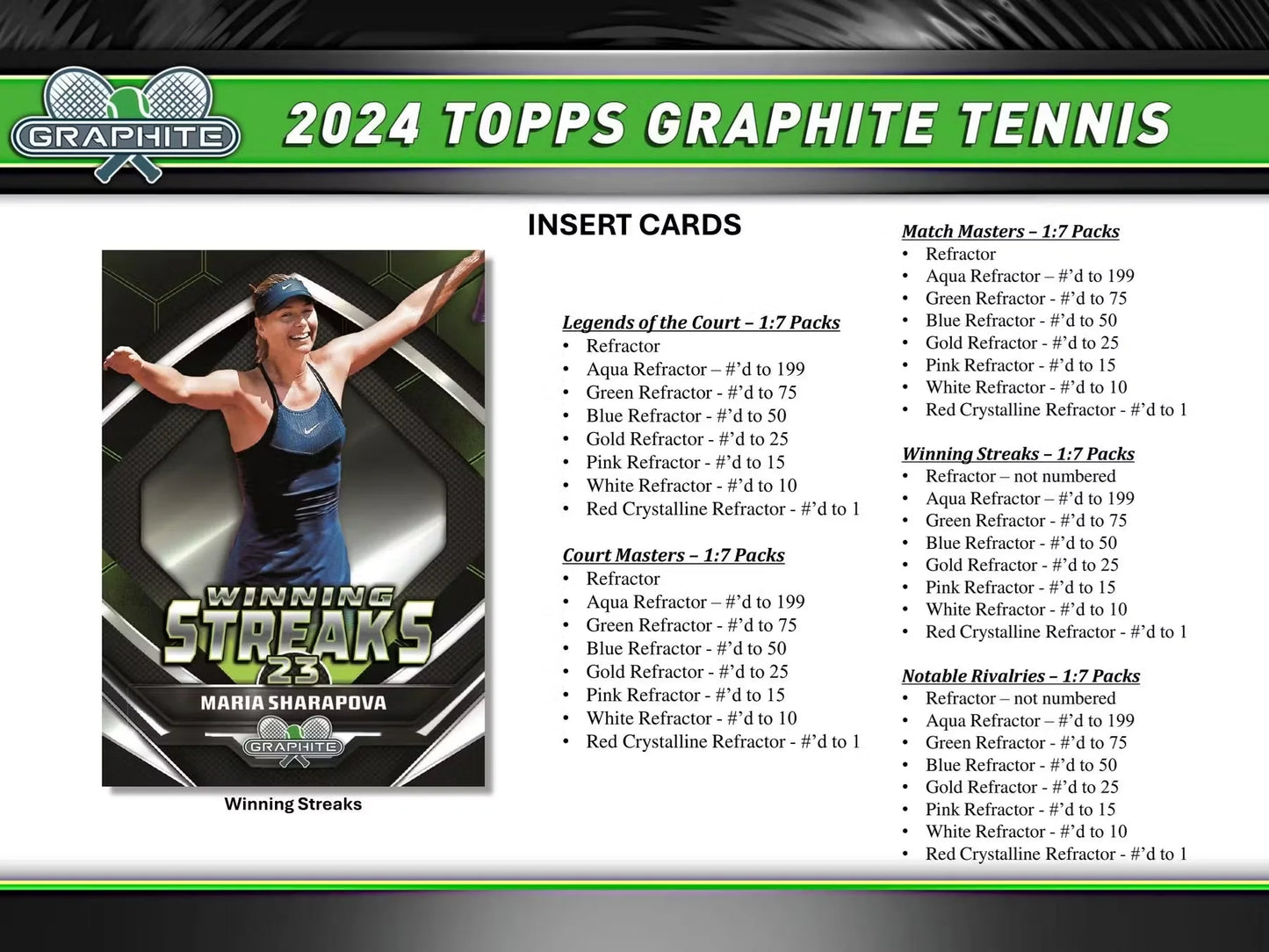 2024 Topps Graphite TENNIS Hobby Box - 2 Autos per Box