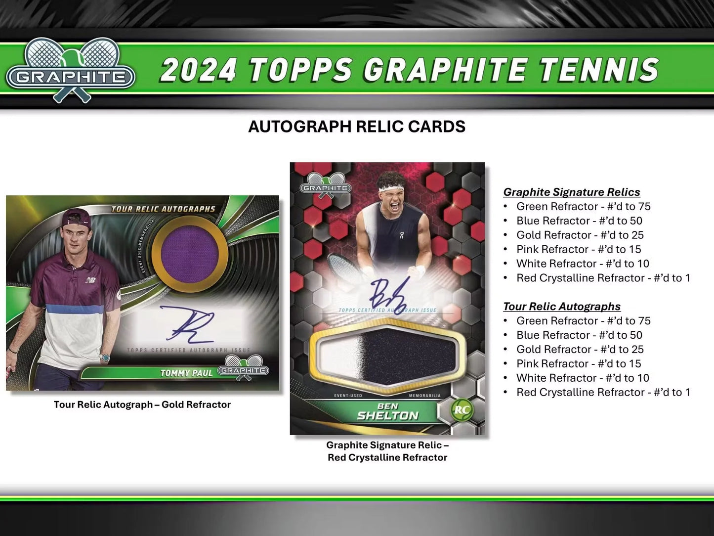 2024 Topps Graphite TENNIS Hobby Box - 2 Autos per Box