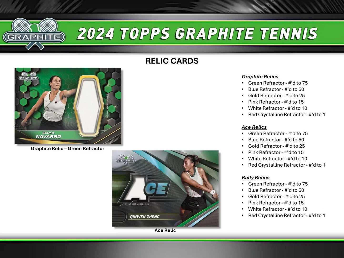 2024 Topps Graphite TENNIS Hobby Box - 2 Autos per Box
