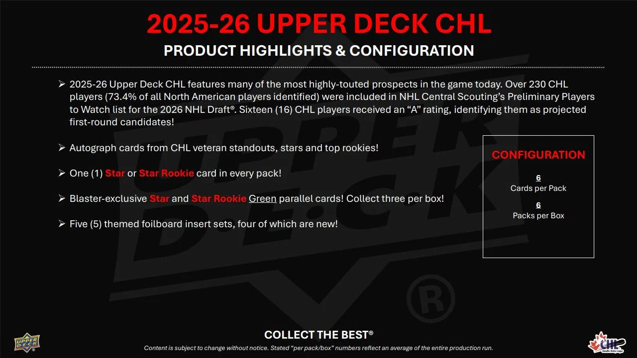 2025-26 Upper Deck CHL Hockey Blaster Box