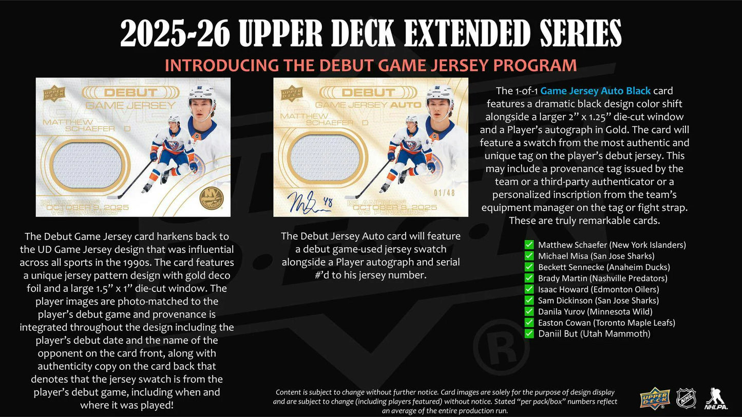 2025-26 Upper Deck UD Extended Series Hockey Blaster Value Box