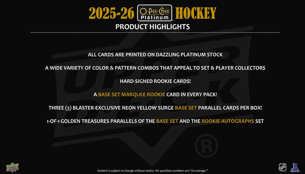 2025-26 O-Pee-Chee Platinum Hockey Hobby Blaster