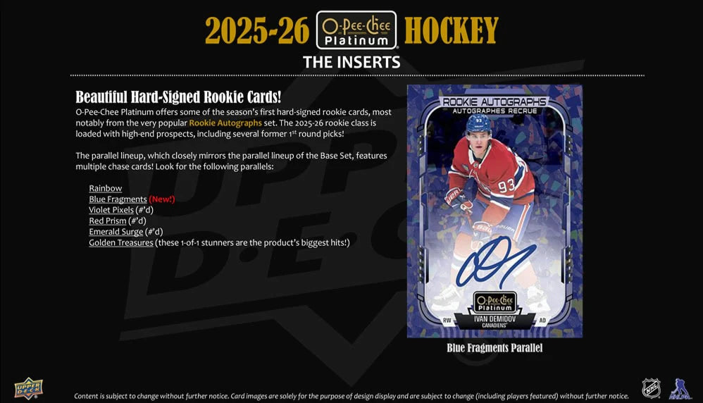 2025-26 O-Pee-Chee Platinum Hockey Hobby Blaster