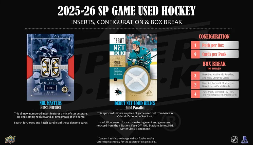 2025-26 Upper Deck UD SP Game Used SPGU Hockey Hobby Box