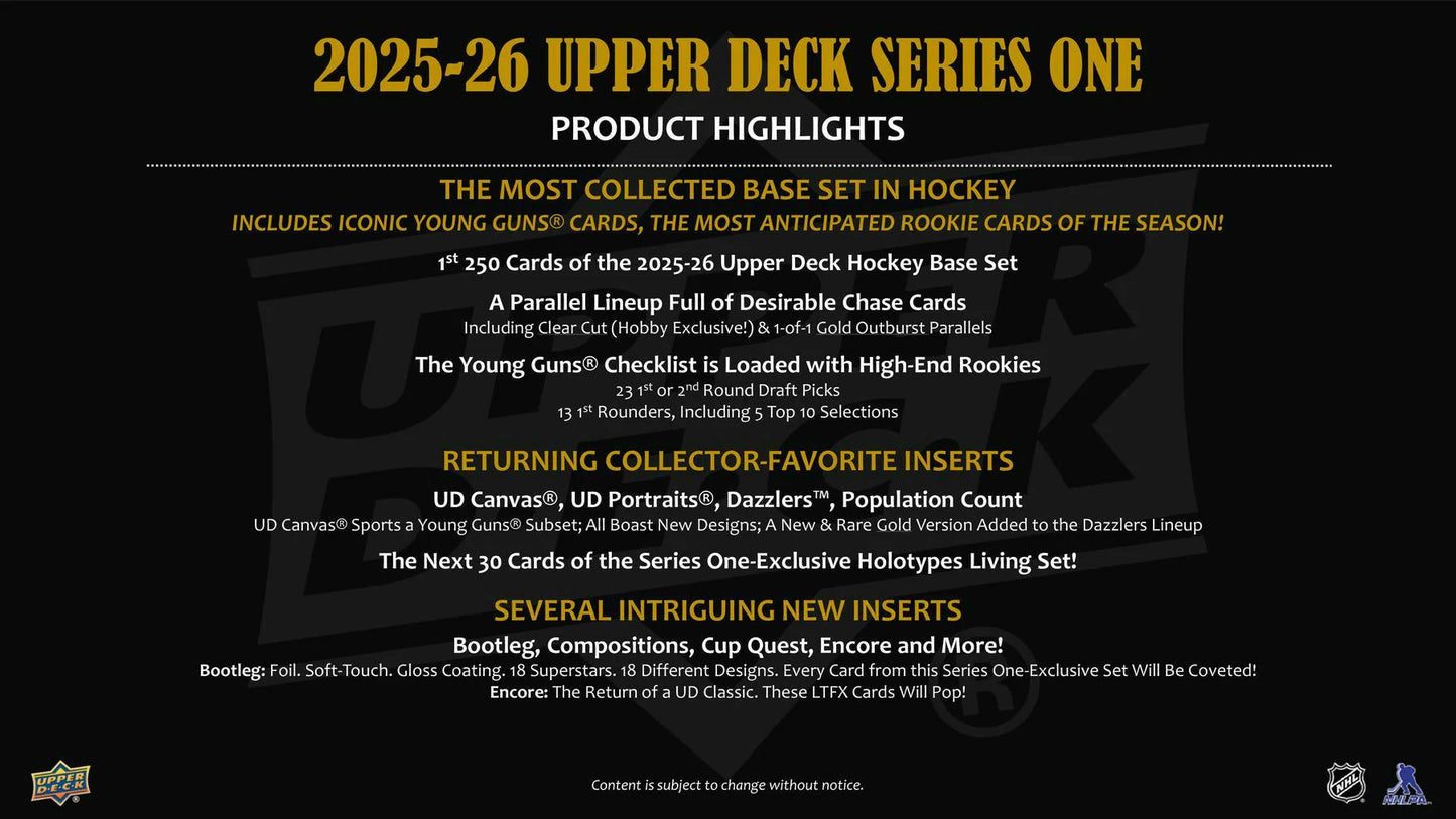 2025-26 Upper Deck UD Series 1 Hockey Hobby Box